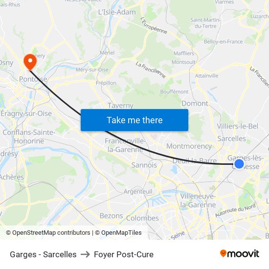 Garges - Sarcelles to Foyer Post-Cure map