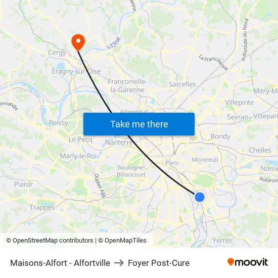 Maisons-Alfort - Alfortville to Foyer Post-Cure map