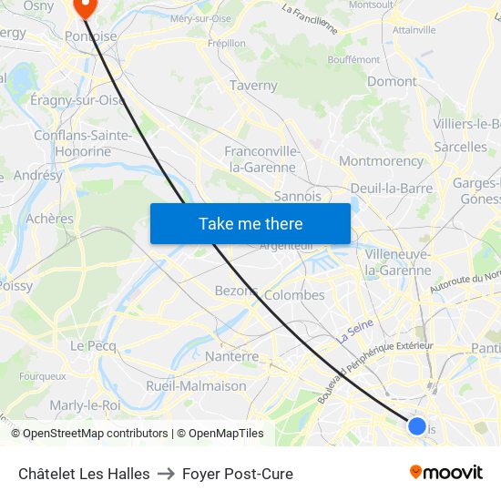 Châtelet Les Halles to Foyer Post-Cure map