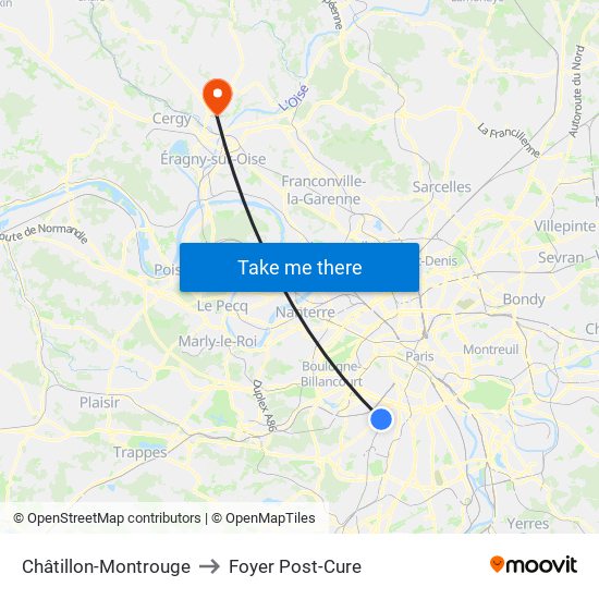 Châtillon-Montrouge to Foyer Post-Cure map