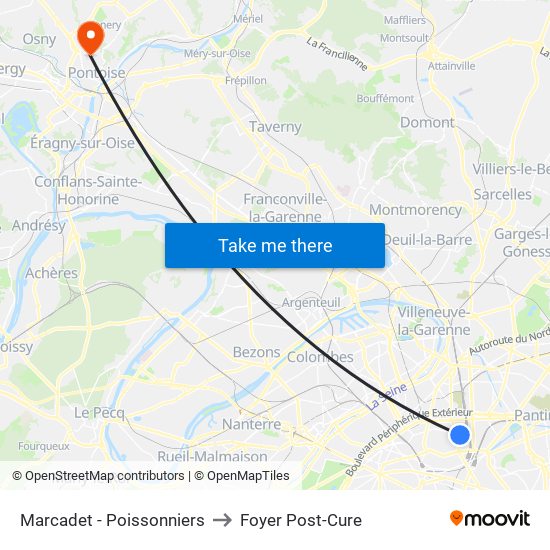 Marcadet - Poissonniers to Foyer Post-Cure map