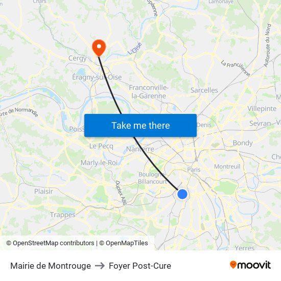 Mairie de Montrouge to Foyer Post-Cure map