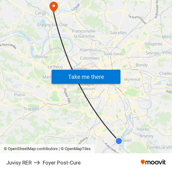 Juvisy RER to Foyer Post-Cure map