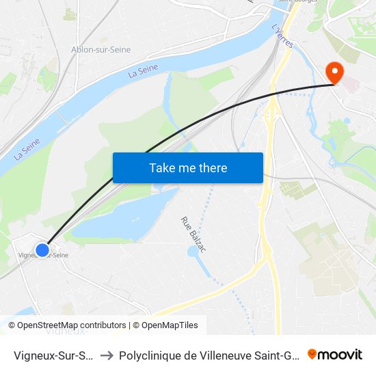 Vigneux-Sur-Seine to Polyclinique de Villeneuve Saint-Georges map