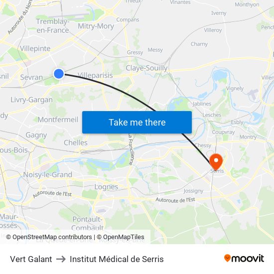Vert Galant to Institut Médical de Serris map