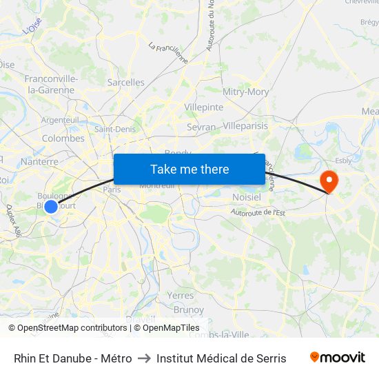Rhin Et Danube - Métro to Institut Médical de Serris map