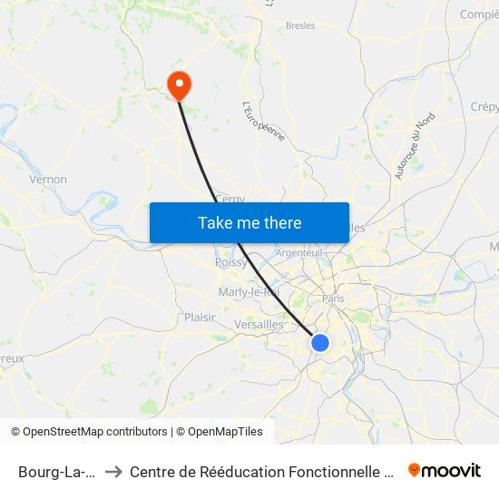 Bourg-La-Reine to Centre de Rééducation Fonctionnelle Léopold Bellan map