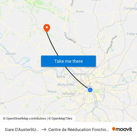 Gare D'Austerlitz - Cour Seine to Centre de Rééducation Fonctionnelle Léopold Bellan map