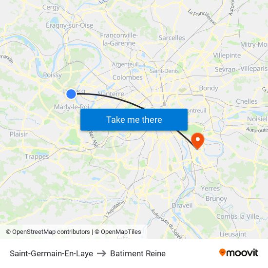 Saint-Germain-En-Laye to Batiment Reine map