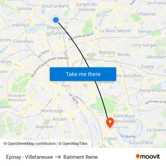 Épinay - Villetaneuse to Batiment Reine map