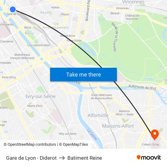 Gare de Lyon - Diderot to Batiment Reine map