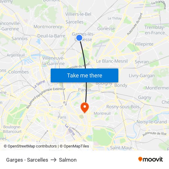 Garges - Sarcelles to Salmon map