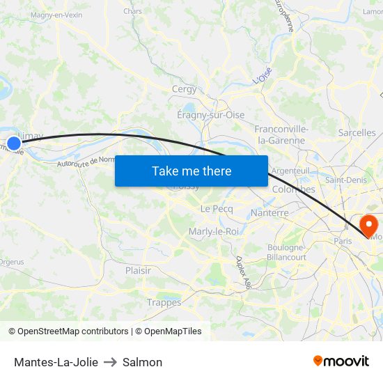 Mantes-La-Jolie to Salmon map
