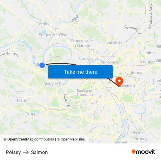 Poissy to Salmon map