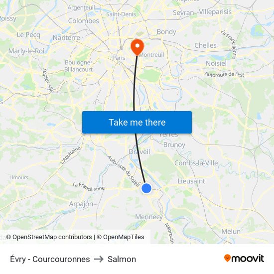 Évry - Courcouronnes to Salmon map