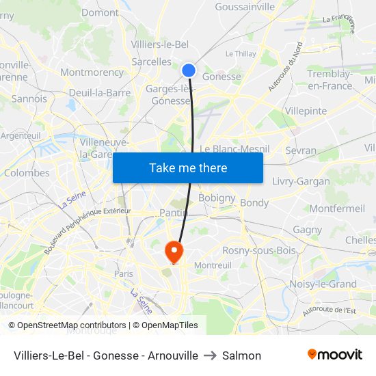 Villiers-Le-Bel - Gonesse - Arnouville to Salmon map