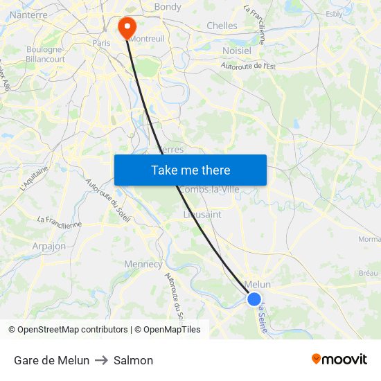 Gare de Melun to Salmon map