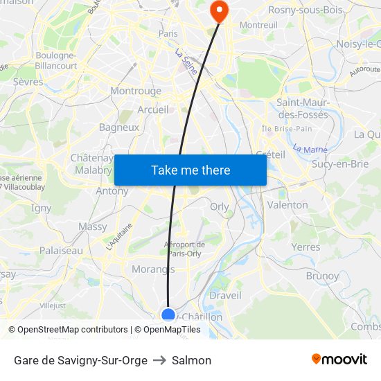 Gare de Savigny-Sur-Orge to Salmon map