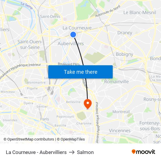 La Courneuve - Aubervilliers to Salmon map