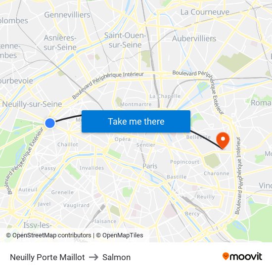 Neuilly Porte Maillot to Salmon map