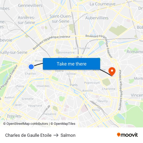 Charles de Gaulle Etoile to Salmon map