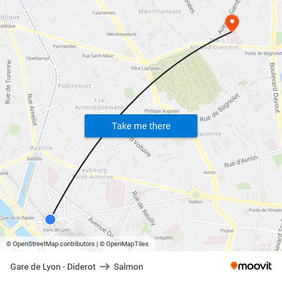 Gare de Lyon - Diderot to Salmon map