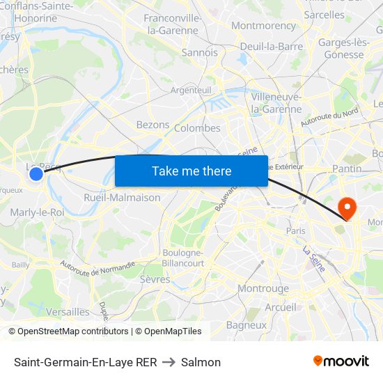 Saint-Germain-En-Laye RER to Salmon map