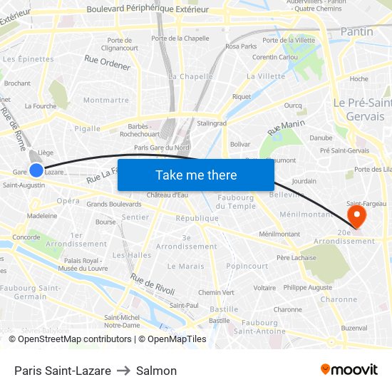 Paris Saint-Lazare to Salmon map