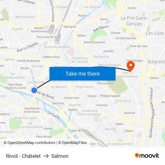 Rivoli - Châtelet to Salmon map