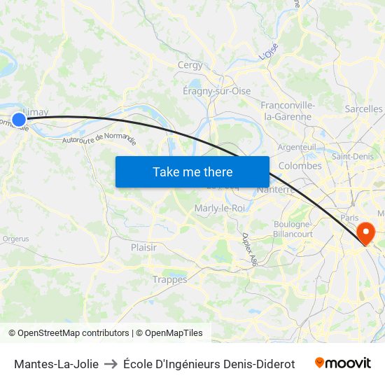 Mantes-La-Jolie to École D'Ingénieurs Denis-Diderot map