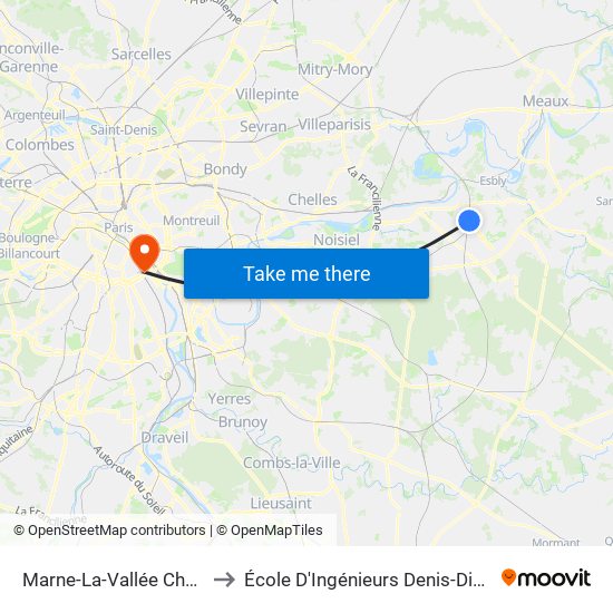 Marne-La-Vallée Chessy to École D'Ingénieurs Denis-Diderot map