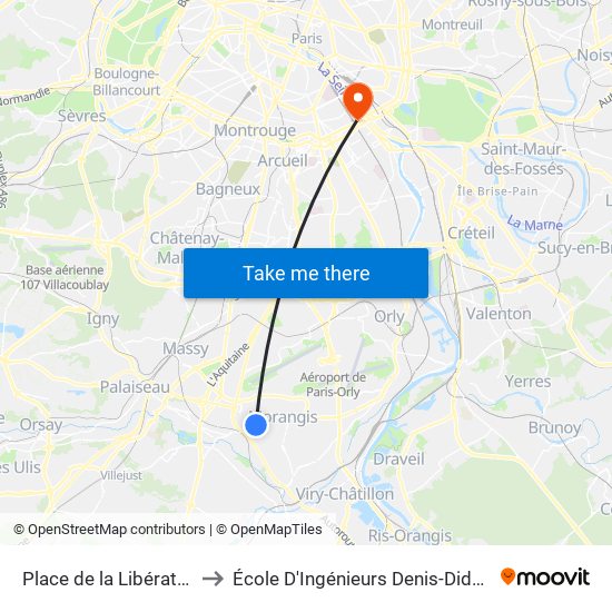 Place de la Libération to École D'Ingénieurs Denis-Diderot map