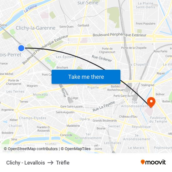 Clichy - Levallois to Trèfle map