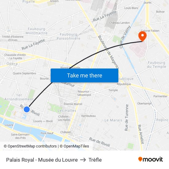 Palais Royal - Musée du Louvre to Trèfle map