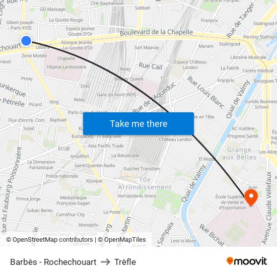 Barbès - Rochechouart to Trèfle map