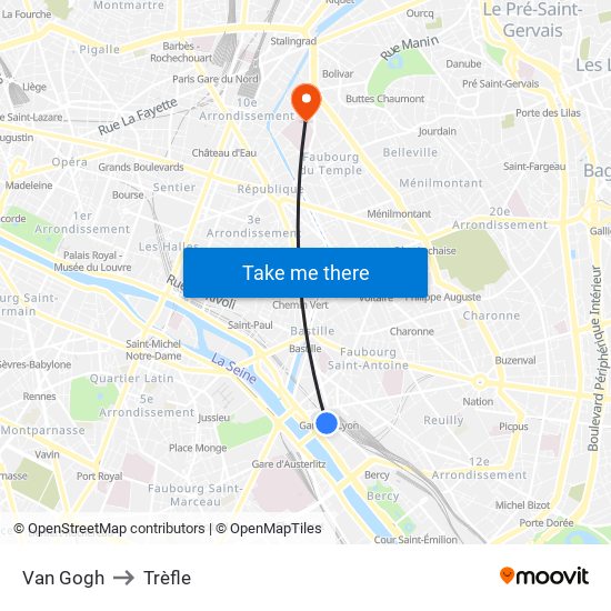 Van Gogh to Trèfle map