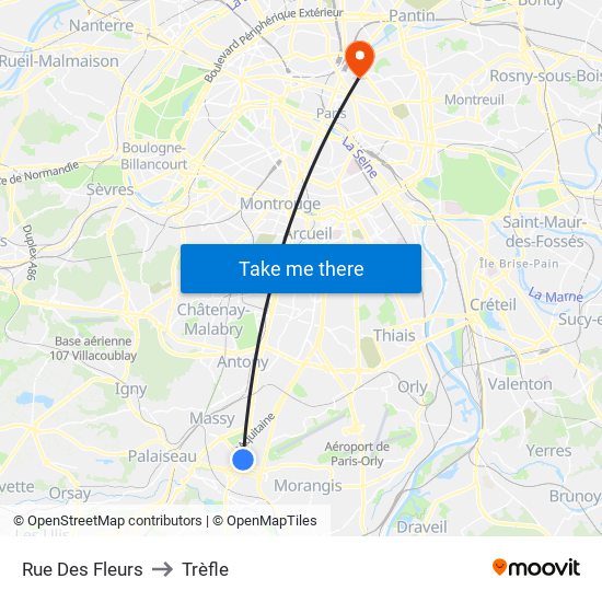 Rue Des Fleurs to Trèfle map