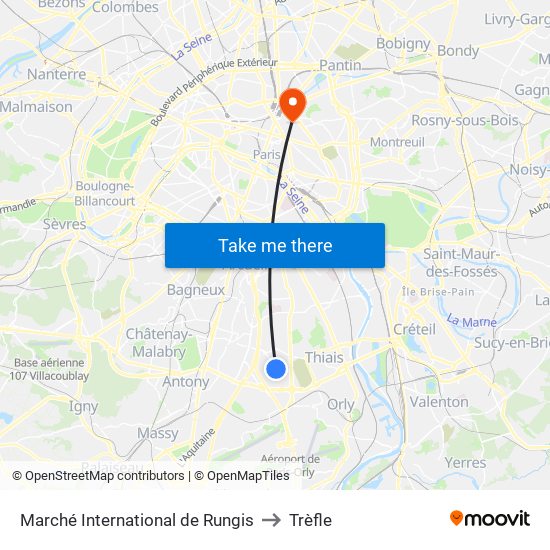 Marché International de Rungis to Trèfle map
