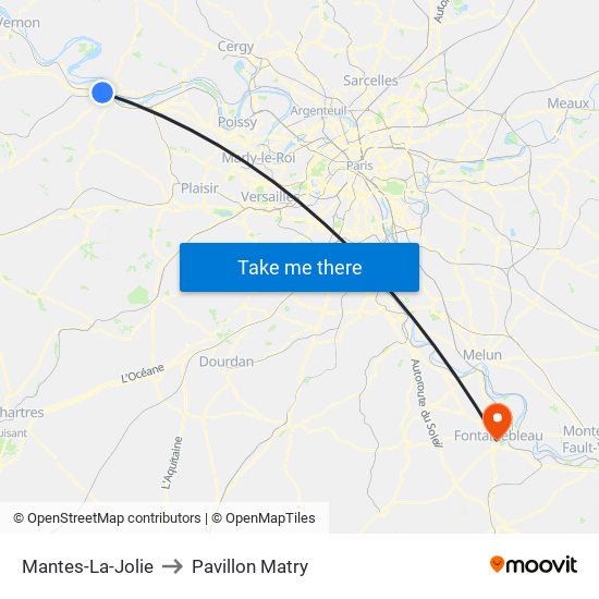 Mantes-La-Jolie to Pavillon Matry map