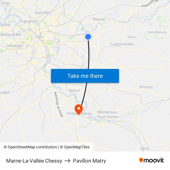 Marne-La-Vallée Chessy to Pavillon Matry map