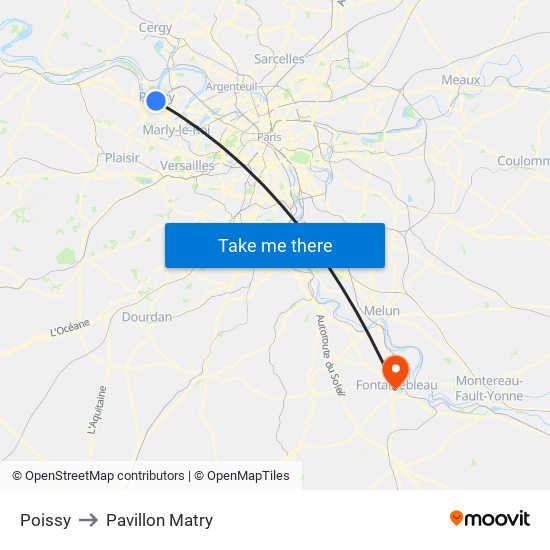 Poissy to Pavillon Matry map