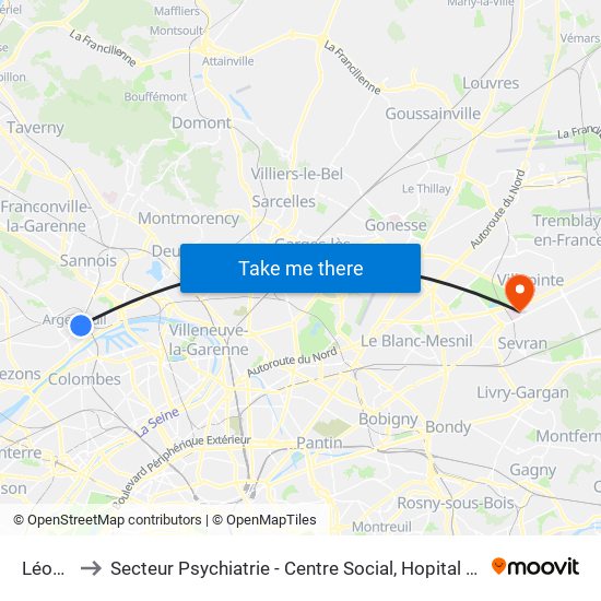 Léon Feix to Secteur Psychiatrie - Centre Social, Hopital de Jour, Salle de Spectacle map