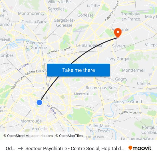 Odéon to Secteur Psychiatrie - Centre Social, Hopital de Jour, Salle de Spectacle map