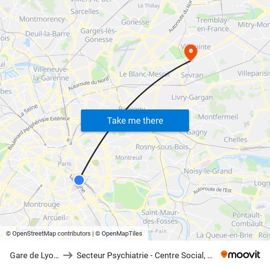 Gare de Lyon - Van Gogh to Secteur Psychiatrie - Centre Social, Hopital de Jour, Salle de Spectacle map
