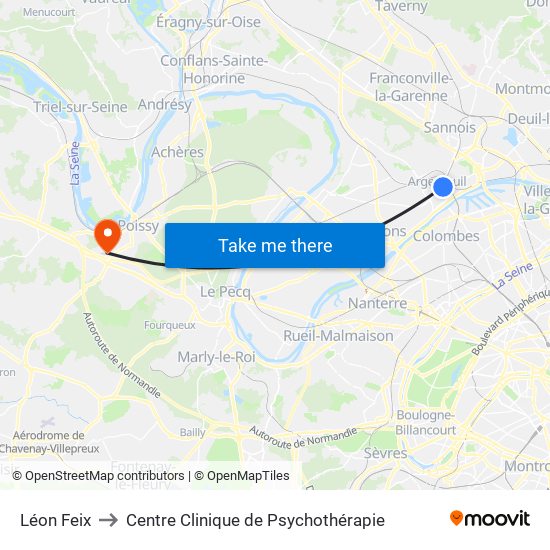 Léon Feix to Centre Clinique de Psychothérapie map
