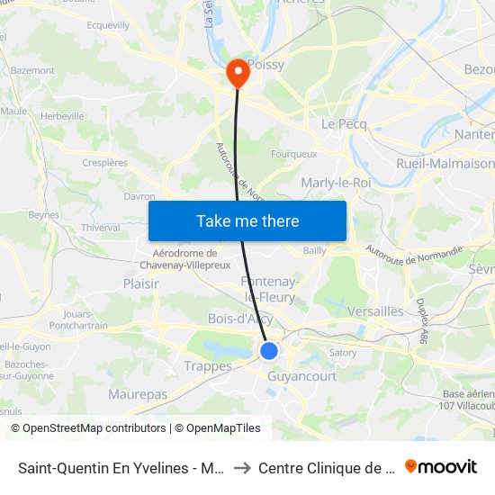 Saint-Quentin En Yvelines - Montigny-Le-Bretonneux to Centre Clinique de Psychothérapie map