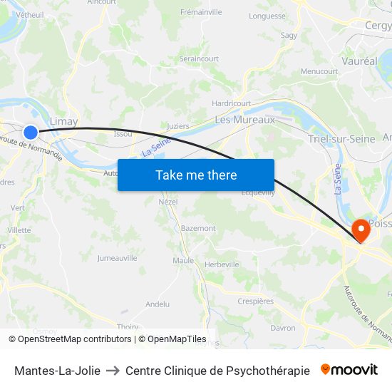 Mantes-La-Jolie to Centre Clinique de Psychothérapie map