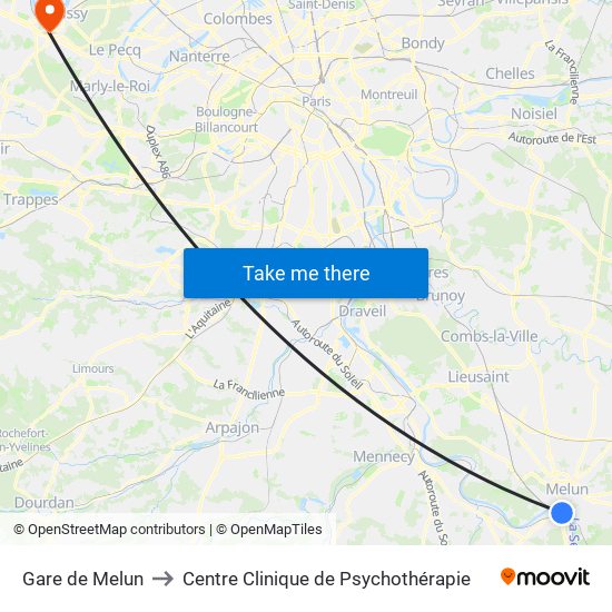 Gare de Melun to Centre Clinique de Psychothérapie map