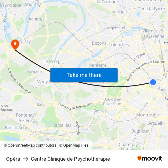 Opéra to Centre Clinique de Psychothérapie map