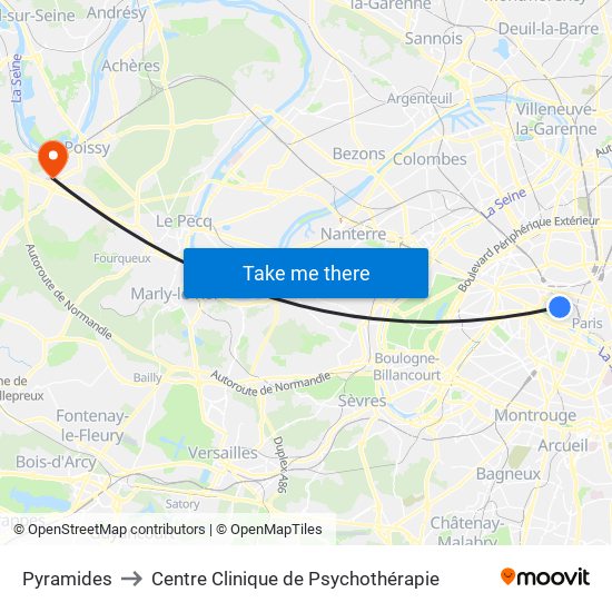 Pyramides to Centre Clinique de Psychothérapie map